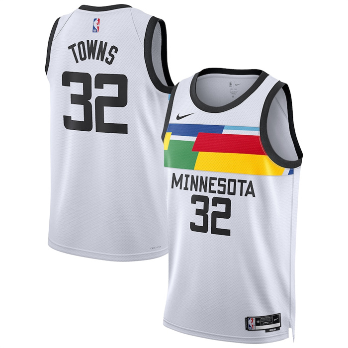 Men's Minnesota Timberwolves #32 Karl-Anthony Towns White 2022/23 City Edition Stitched Jersey